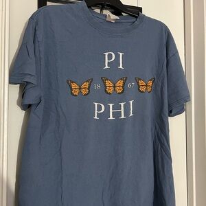 Gildan Blue Short Sleeve Tee with Butterfly Design Pi Beta Phi